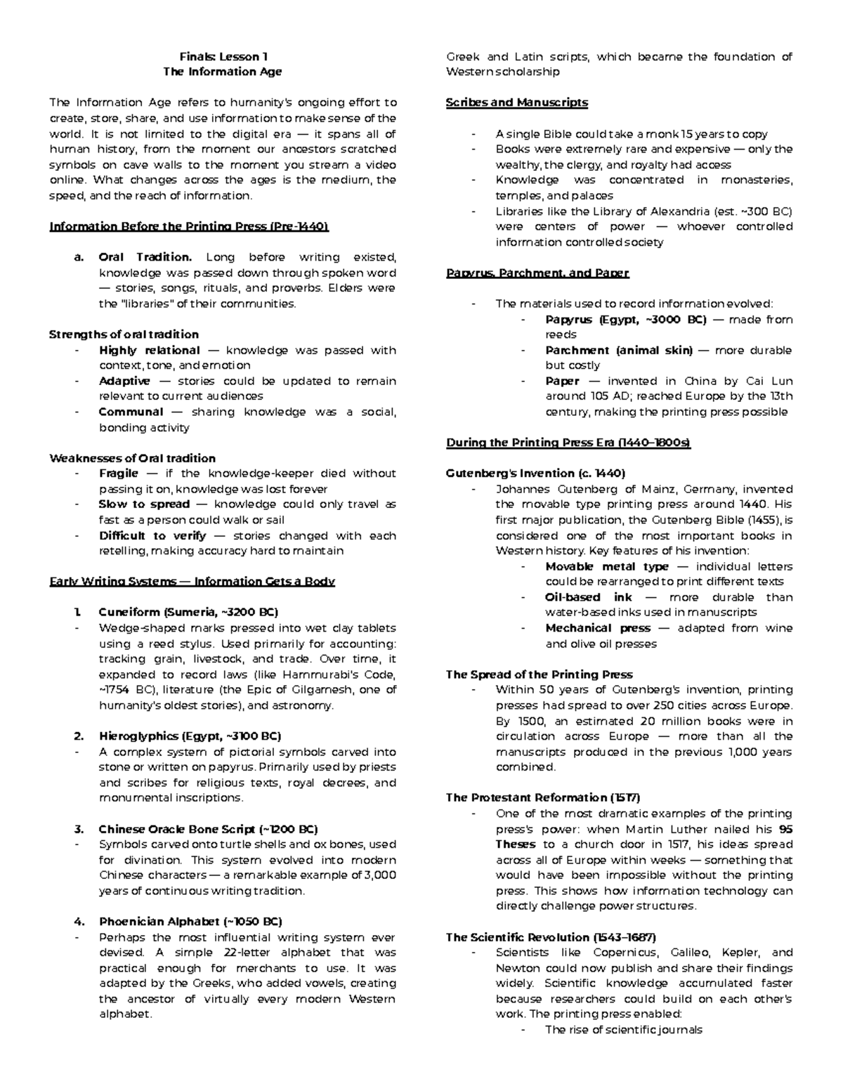 STS Final Exam: The Information Age Overview and Key Concepts - Studocu