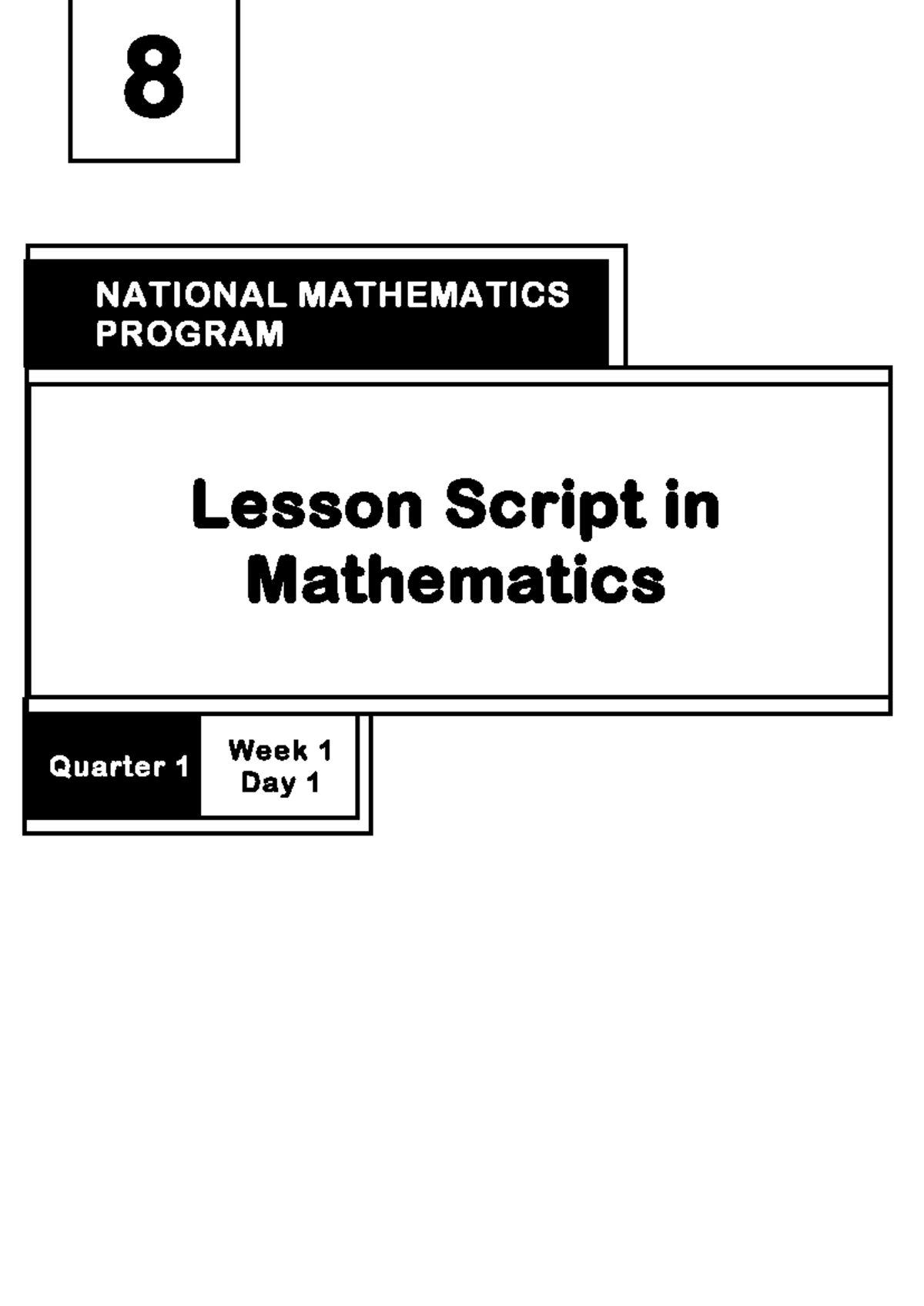 NMP Q1 WK1 D1 - NMP - 8 Quarter 1 Week 1 Day 1 NATIONAL MATHEMATICS ...