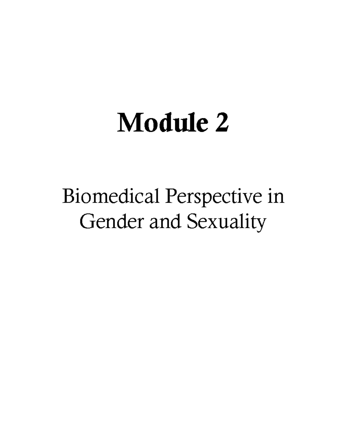 Gender Society Module 2: Biomedical Perspectives on Gender & Sexuality ...