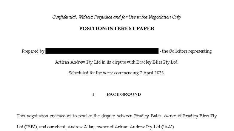 LAWS2371 Midterm Position Paper on Negotiation Strategies - Studocu