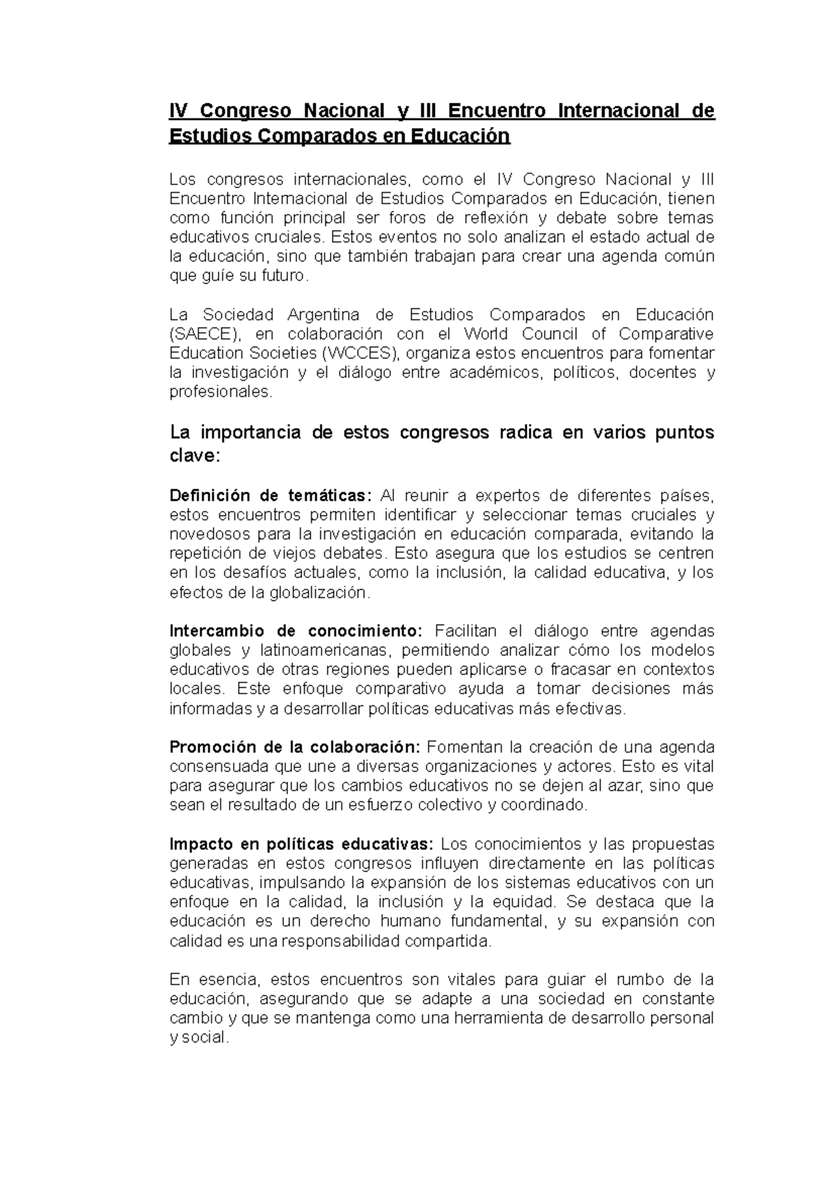 Resumen del IV Congreso Nacional y III Encuentro Internacional en ...