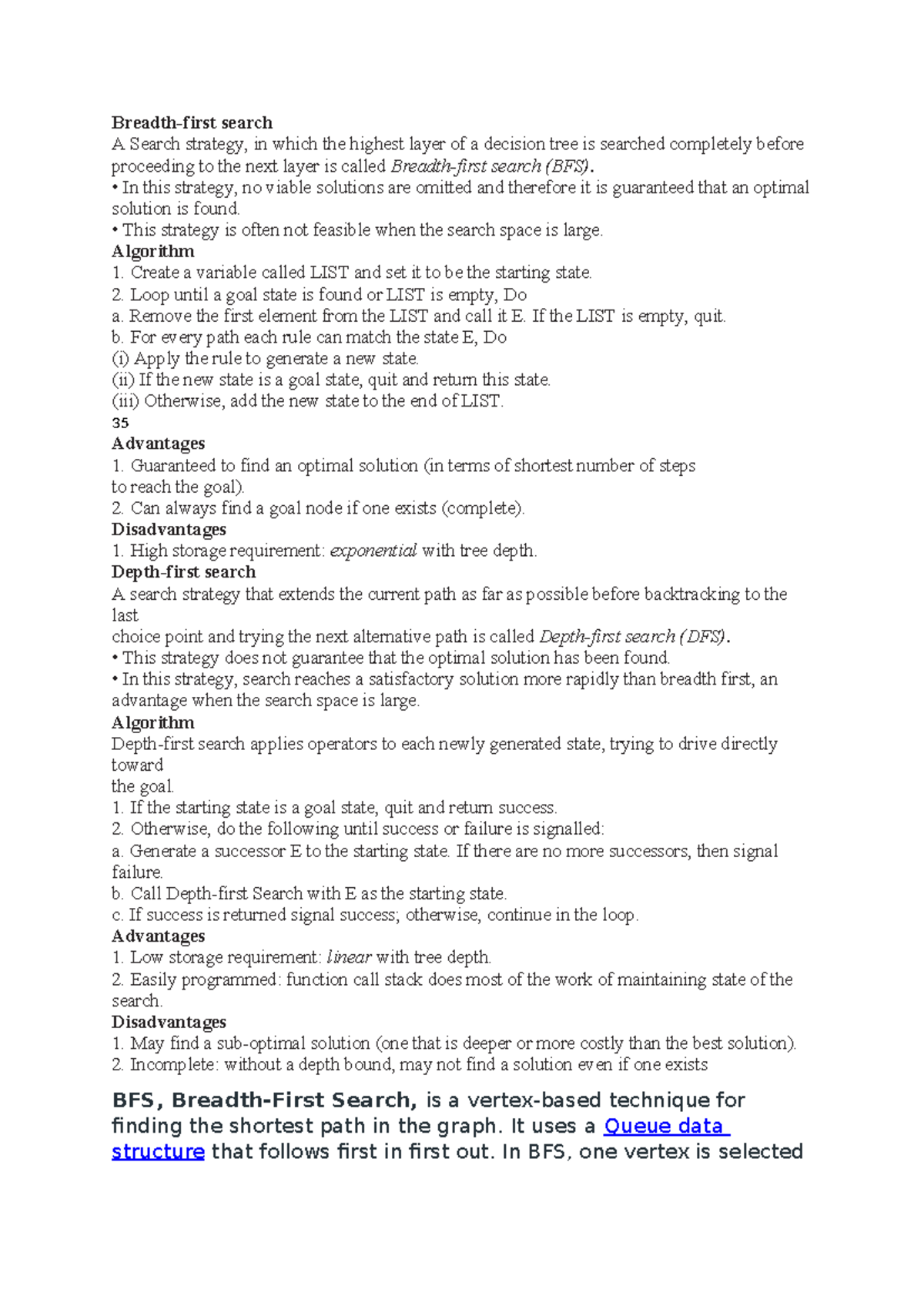 Unit 2 notes - search space - Breadth-first search A Search strategy ...
