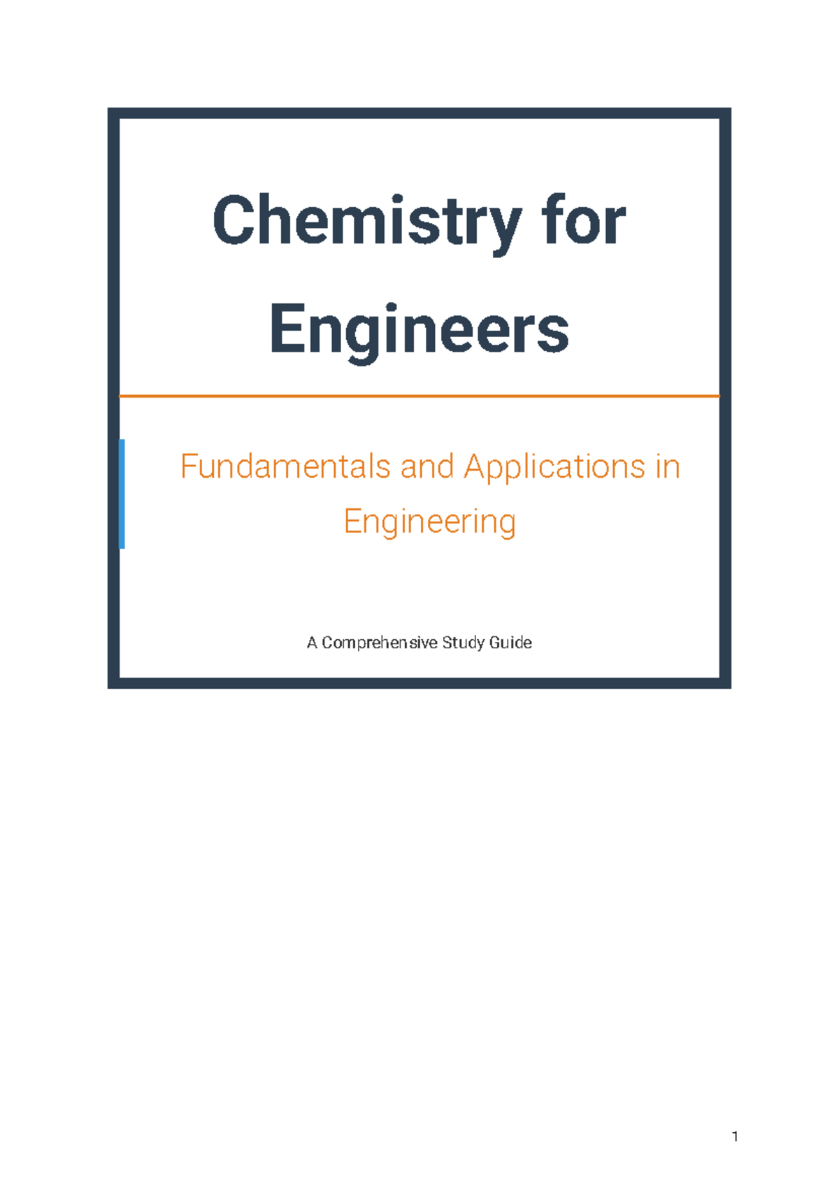 Chemistry for Engineers: Fundamentals & Applications Study Guide - Studocu