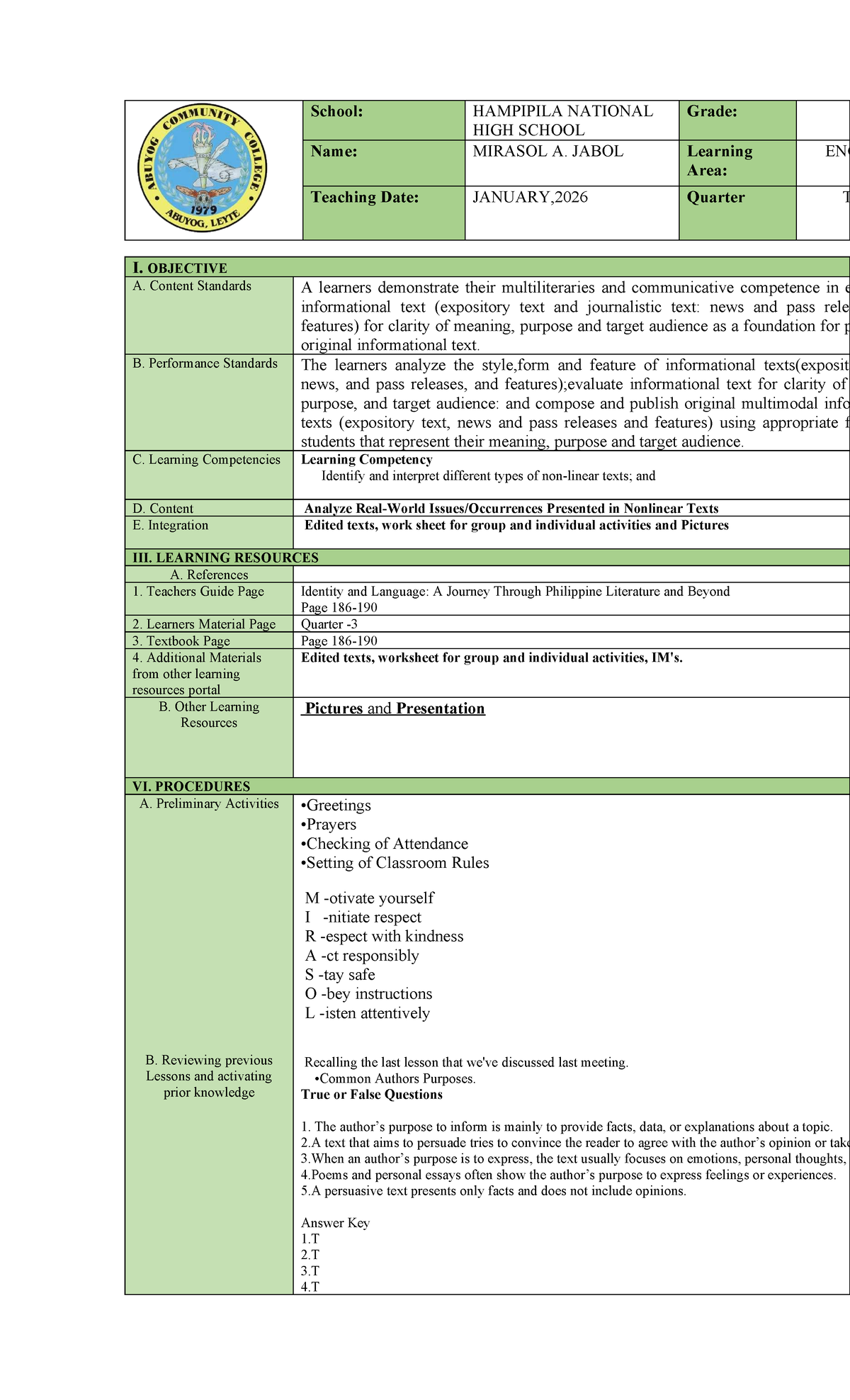 ENG 2026: Lesson Plan on Analyzing Informational Texts and ...