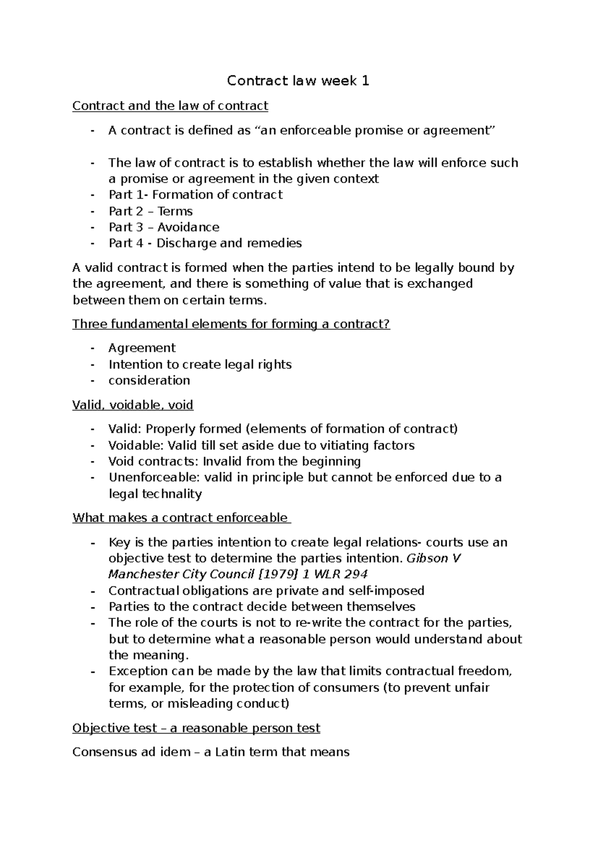 Contract Law Week 1: Formation, Terms, and Enforceability Essentials ...