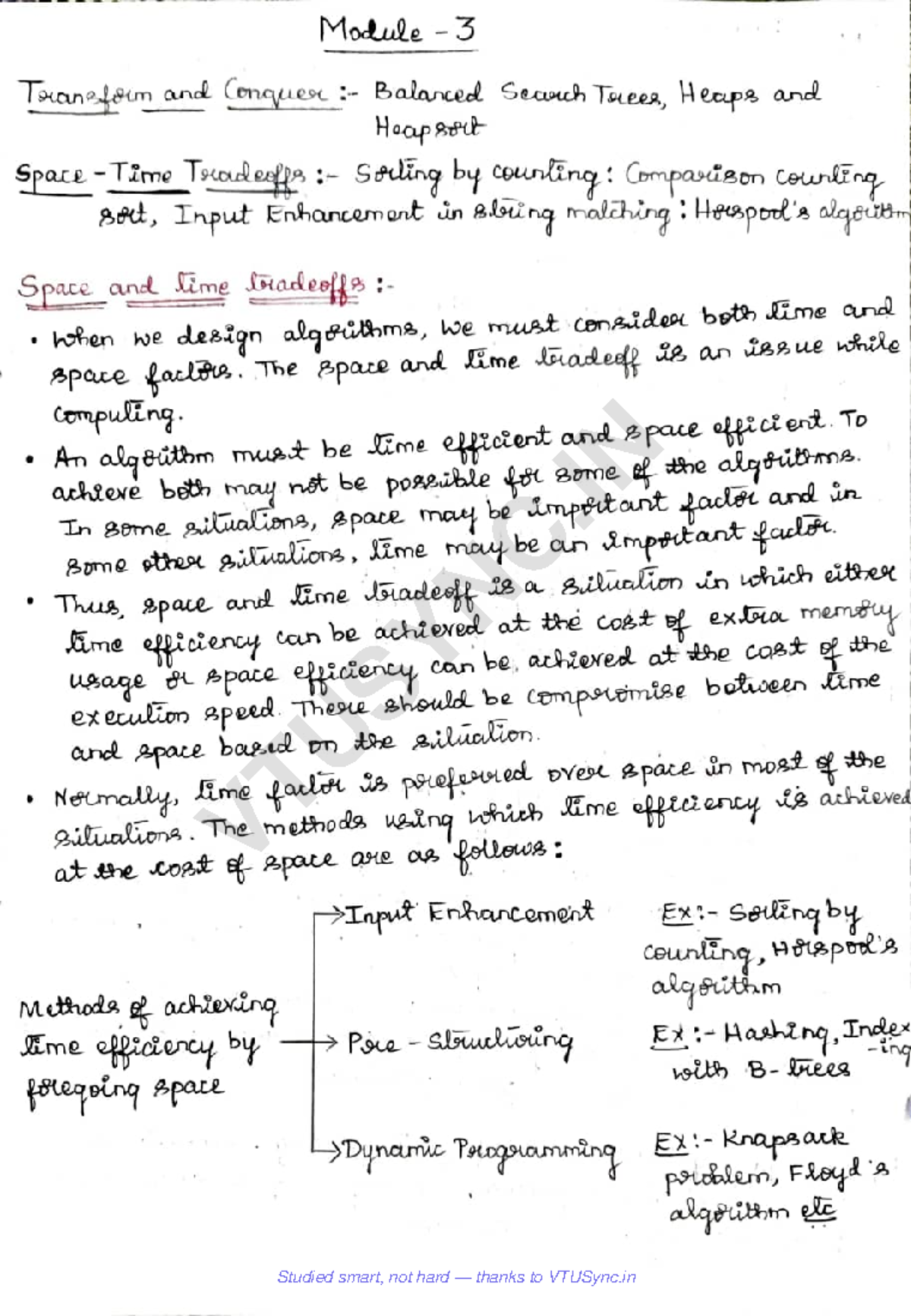 ADA - Module 3 - Comprehensive Notes with Problems - Studocu