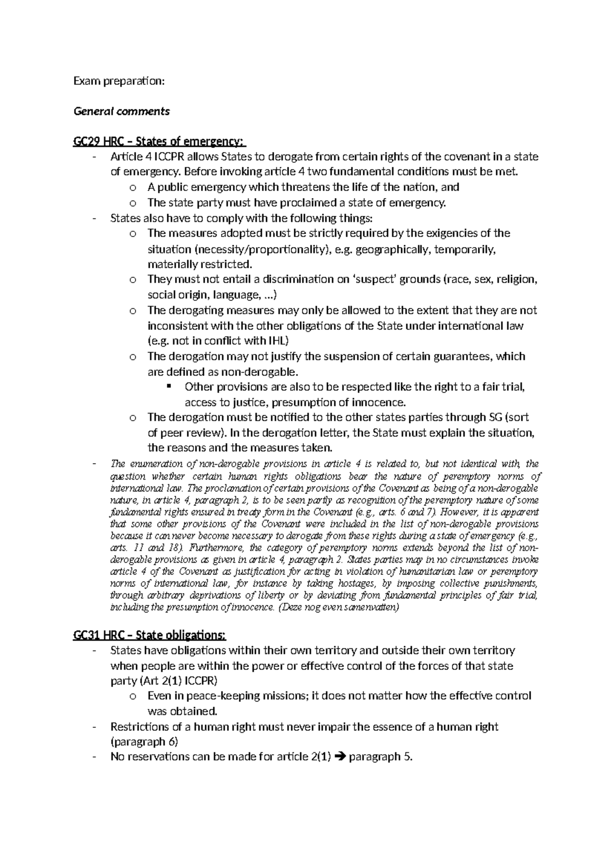 GC29, GC31, GC3, GC15, GC24, & Human Rights Study Notes for Exam Prep ...