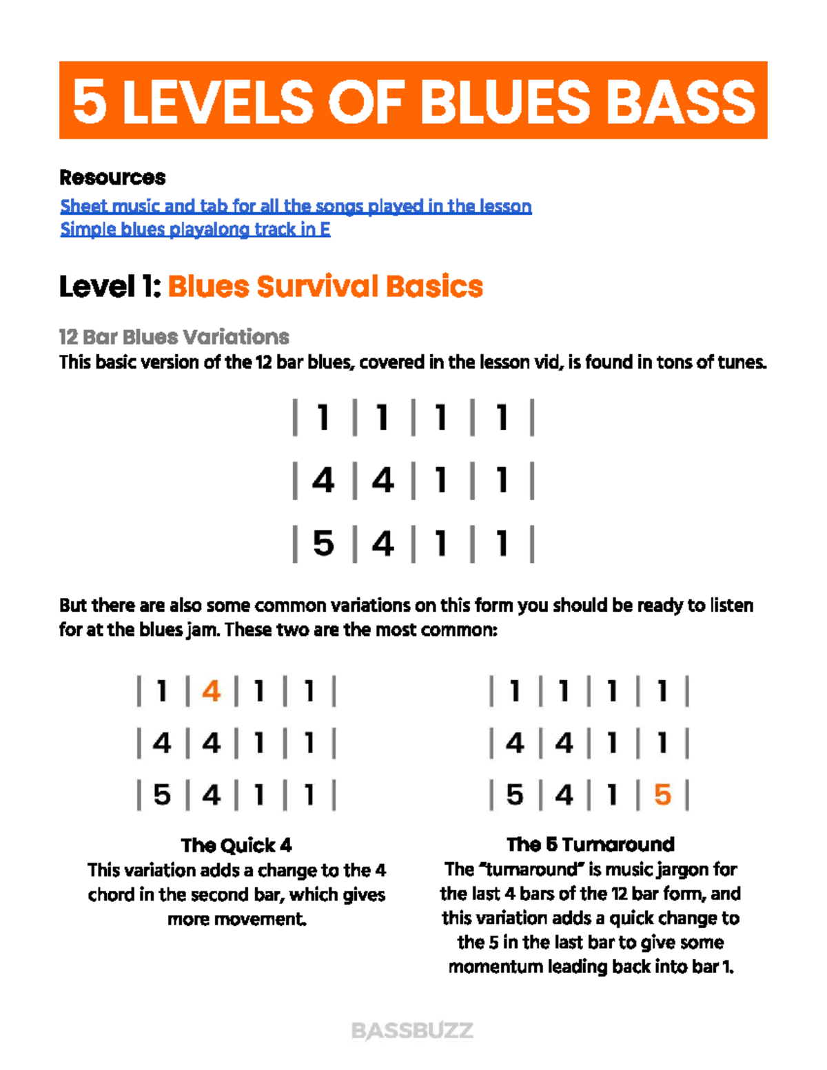 Bass Buzz: Beginner Blues Level 1-5 Resources Guide - Studocu