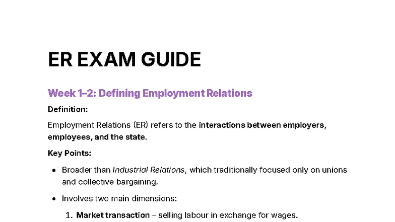 ER EXAM GUIDE: Understanding Employment Relations and Key Concepts ...