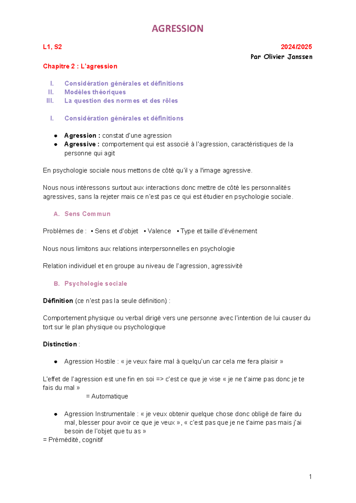 Psycho So 8 - Cours - L1, S2 2024/ Par Olivier Janssen Chapitre 2 : L ...