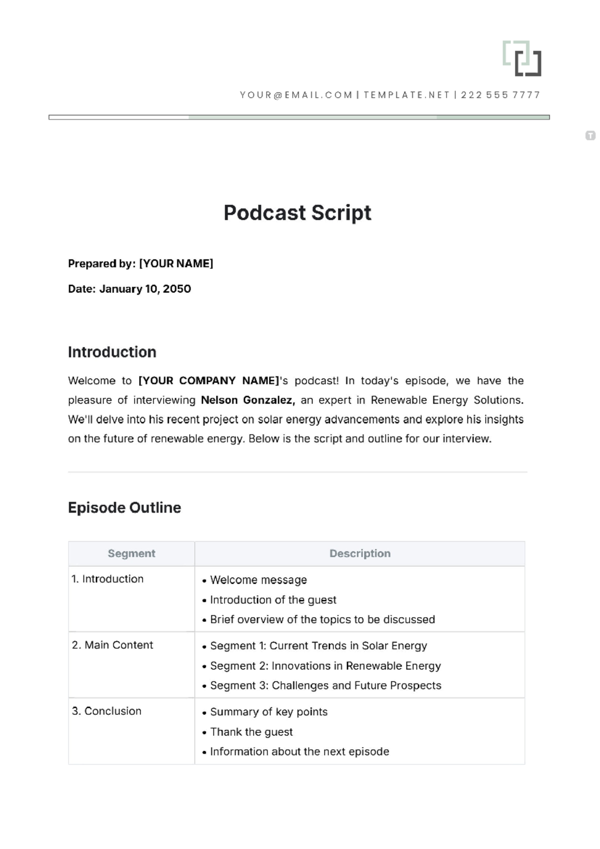 Free Event Emcee Script Template - I TEMPLATE. NET T Podcast Script ...