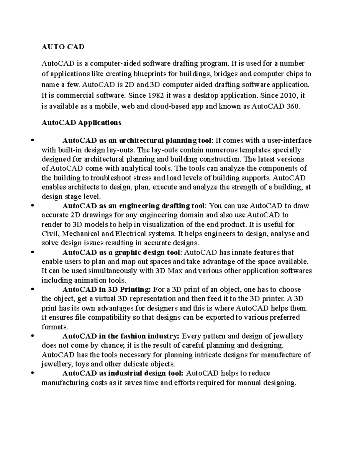 Introduction to AutoCAD - Computer Aided Design Basics (CAD101) - Studocu