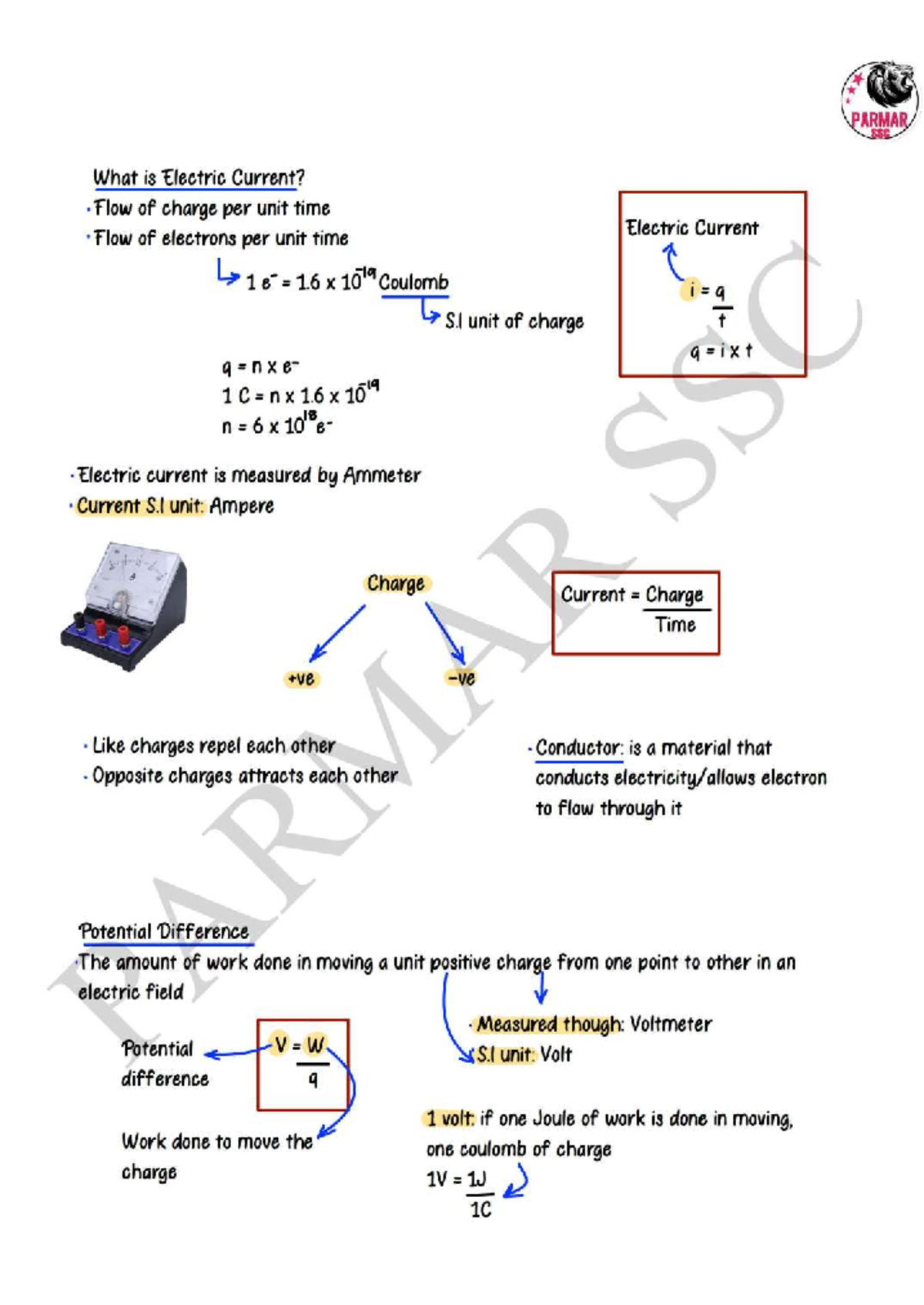 Electricity Concepts and Calculations - SSC Course Notes - Studocu