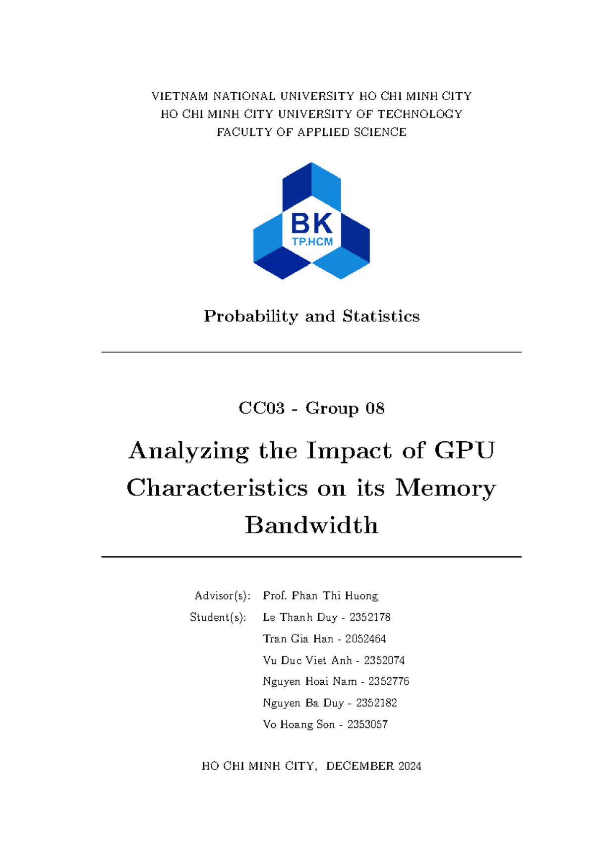 Analyzing GPU Characteristics and Memory Bandwidth in Probability and ...