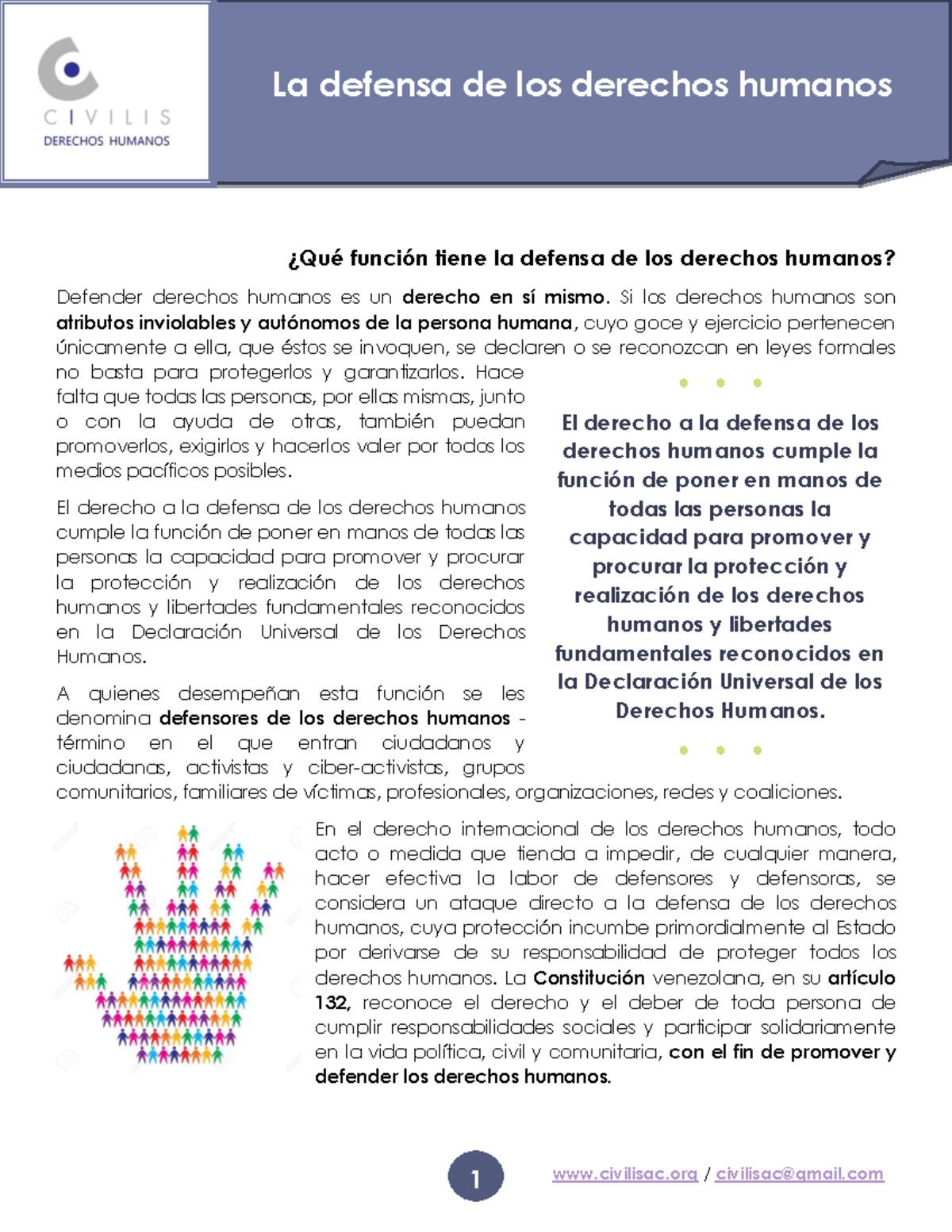 La defensa de los derechos humanos: Funciones y responsabilidades - Studocu
