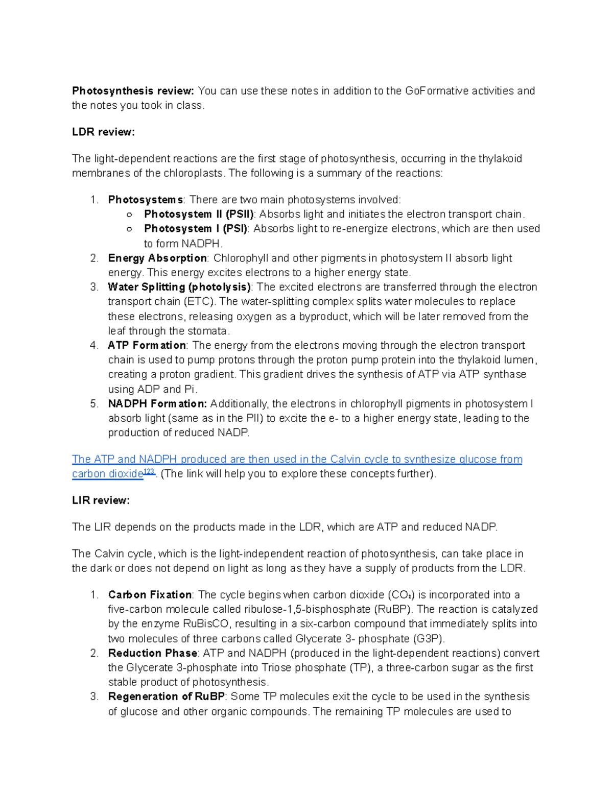 Biology Group Chat: Semester 2 Review & Checklist for Photosynthesis ...