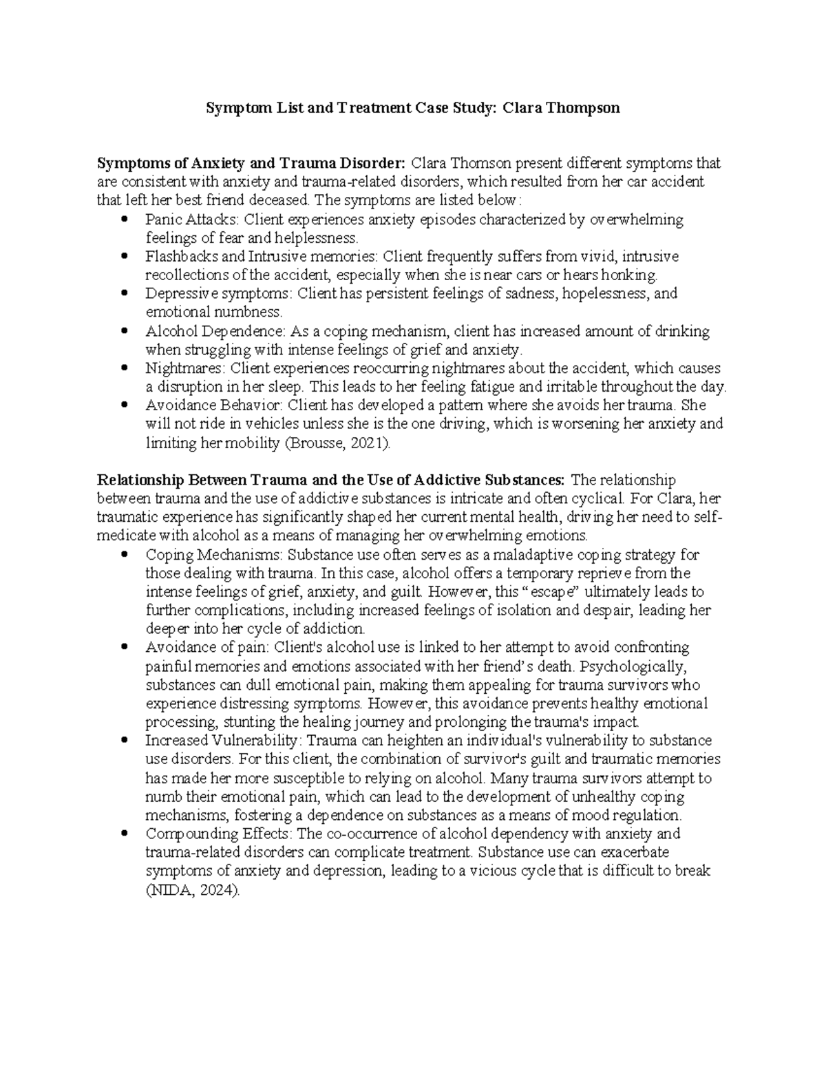 Case Study on Symptoms and Treatment of Anxiety & Trauma Disorders ...