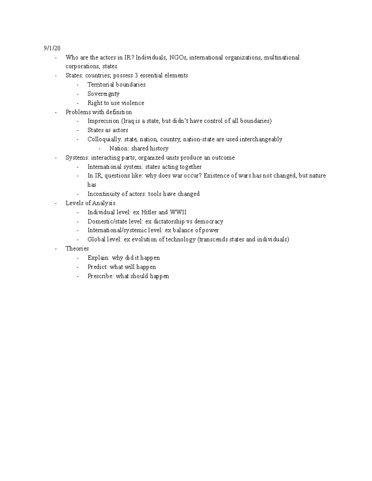 PS 5 Lecture Notes: Key Concepts in International Relations - Studocu