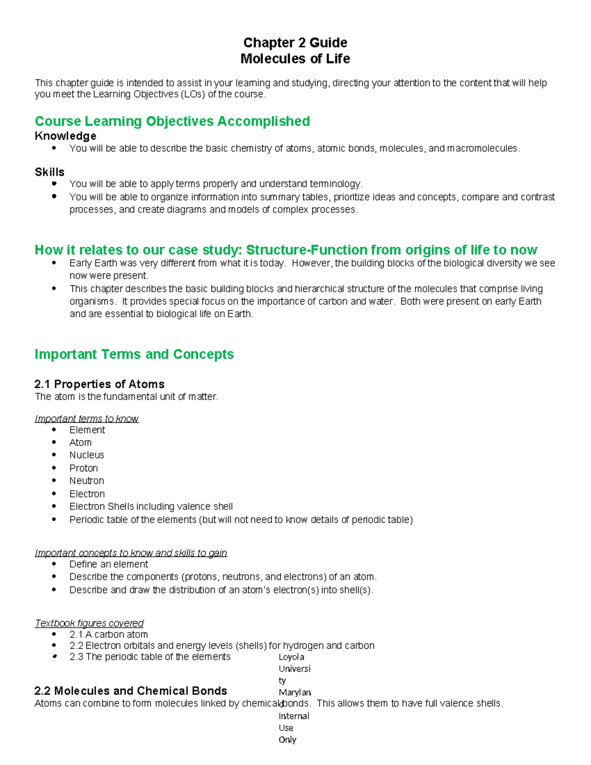 Chapter 2 Guide: Molecules of Life - Learning Objectives & Key Concepts ...