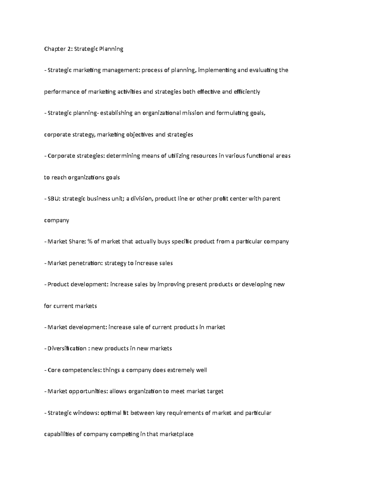 Chapter 2 - Strategic Planning - Chapter 2: Strategic Planning ...