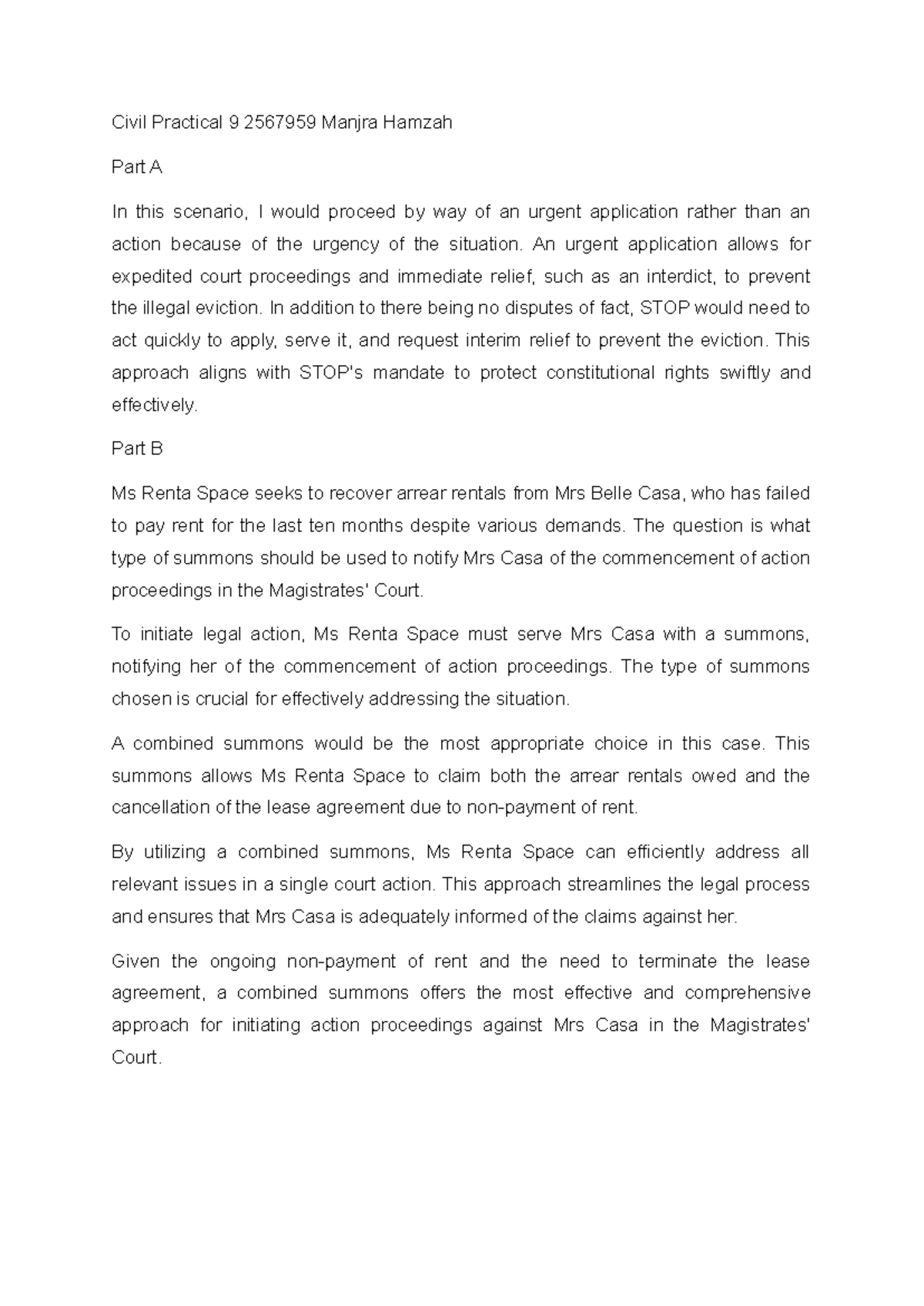 Civil Practical 9 - An urgent application allows for expedited court ...
