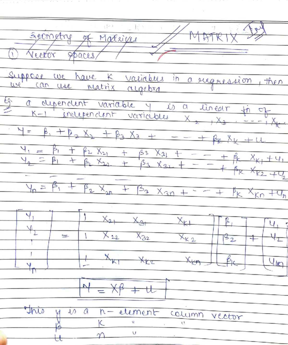 Geometry of Matrices: MATRIX Inj 1 - Vector Spaces and Regression - Studocu