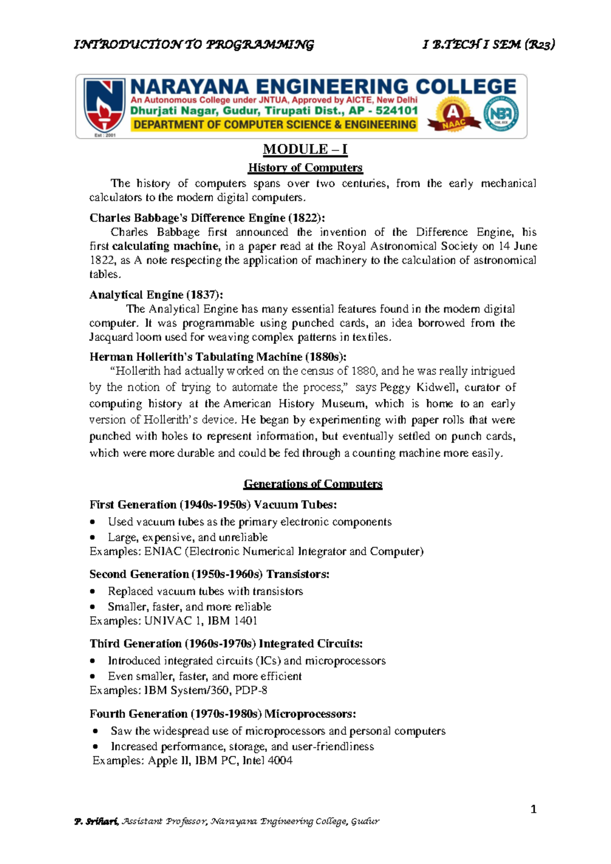Unit I: Introduction to C Language - JNTUA R23 Batch Notes - Studocu