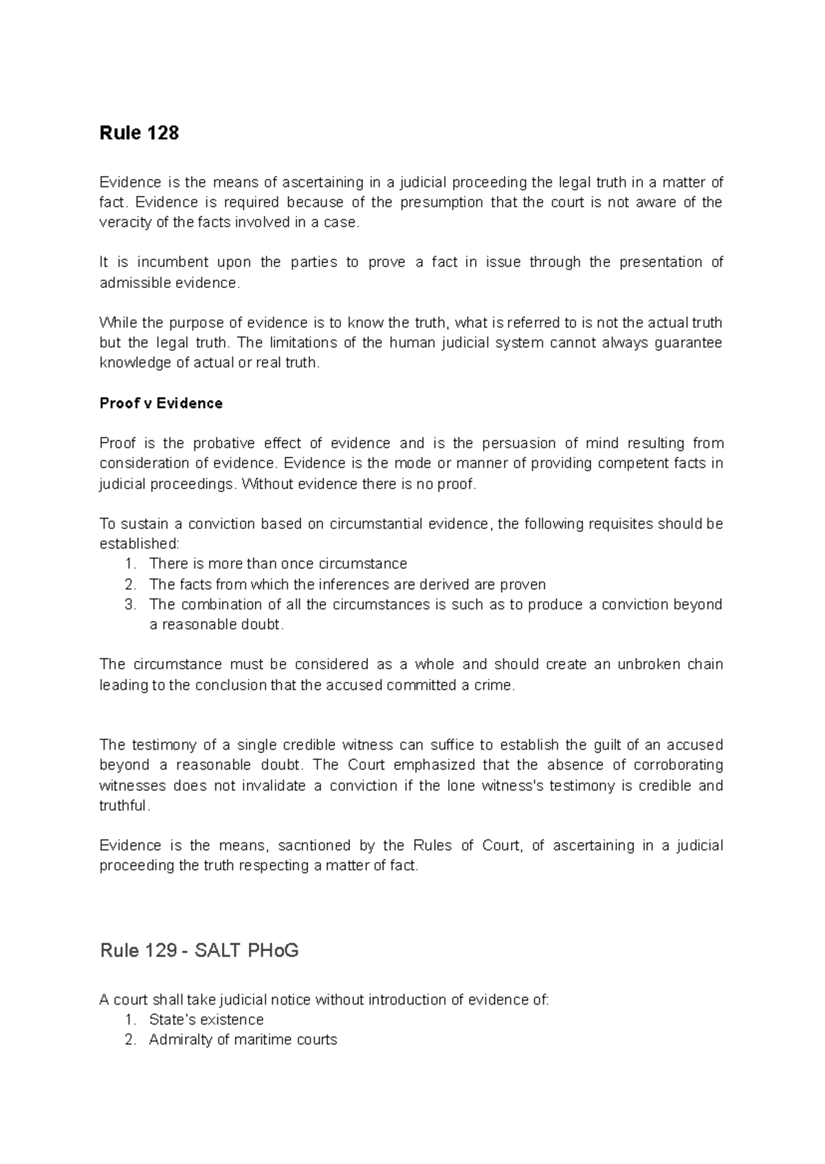 Rule 128 - Summary Remedial Law - Rule 128 Evidence is the means of ...