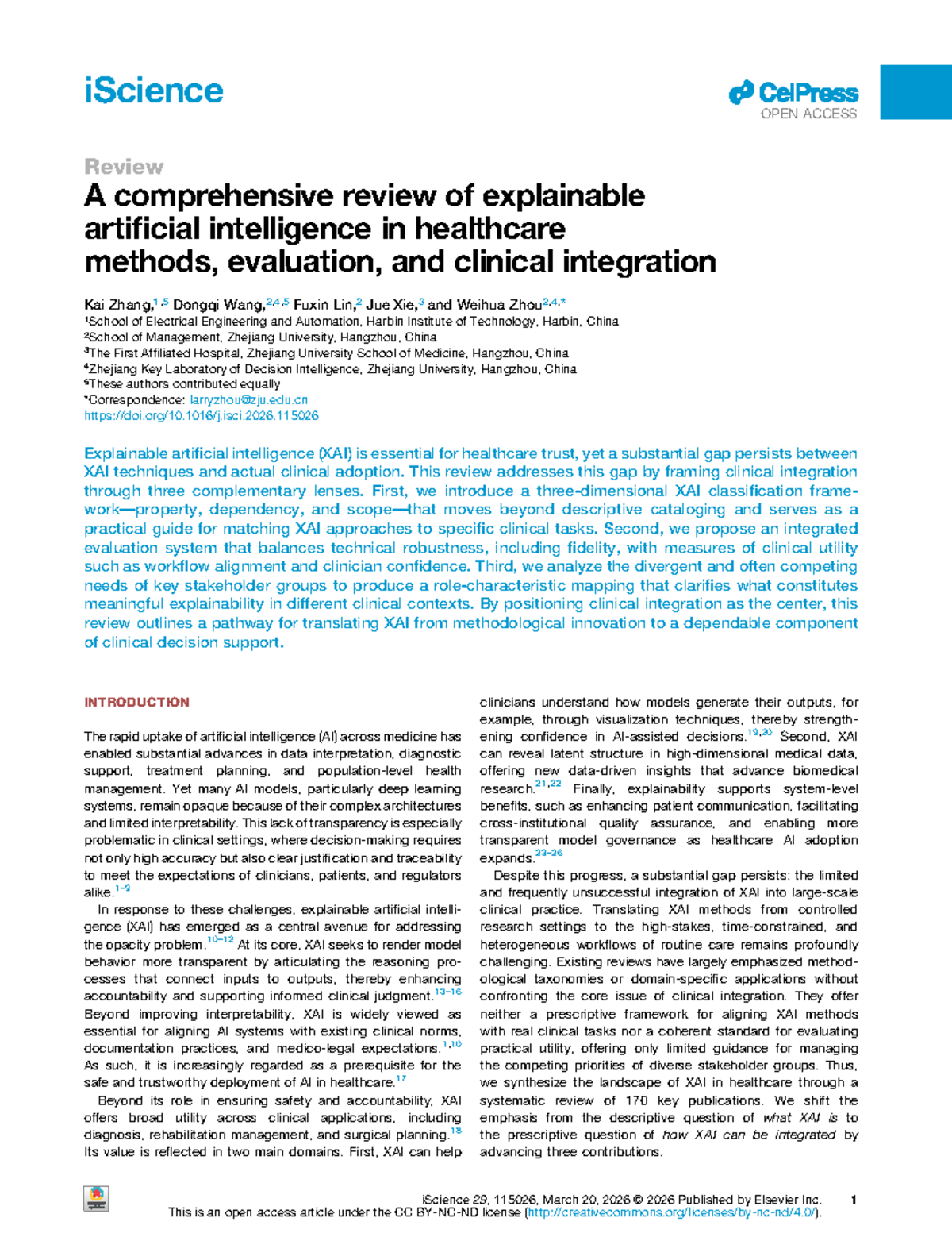 iScience 29: Comprehensive Review of Explainable AI in Healthcare - Studocu