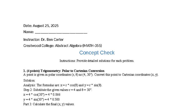 Comprehensive Review Concept Check for Math 5249 - Studocu