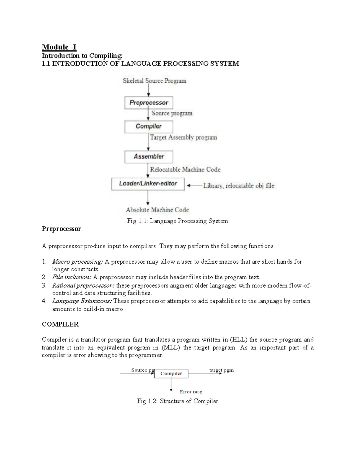 CD 2nd Unit Notes - A parter for a grammar 9 is a program that takes as ...