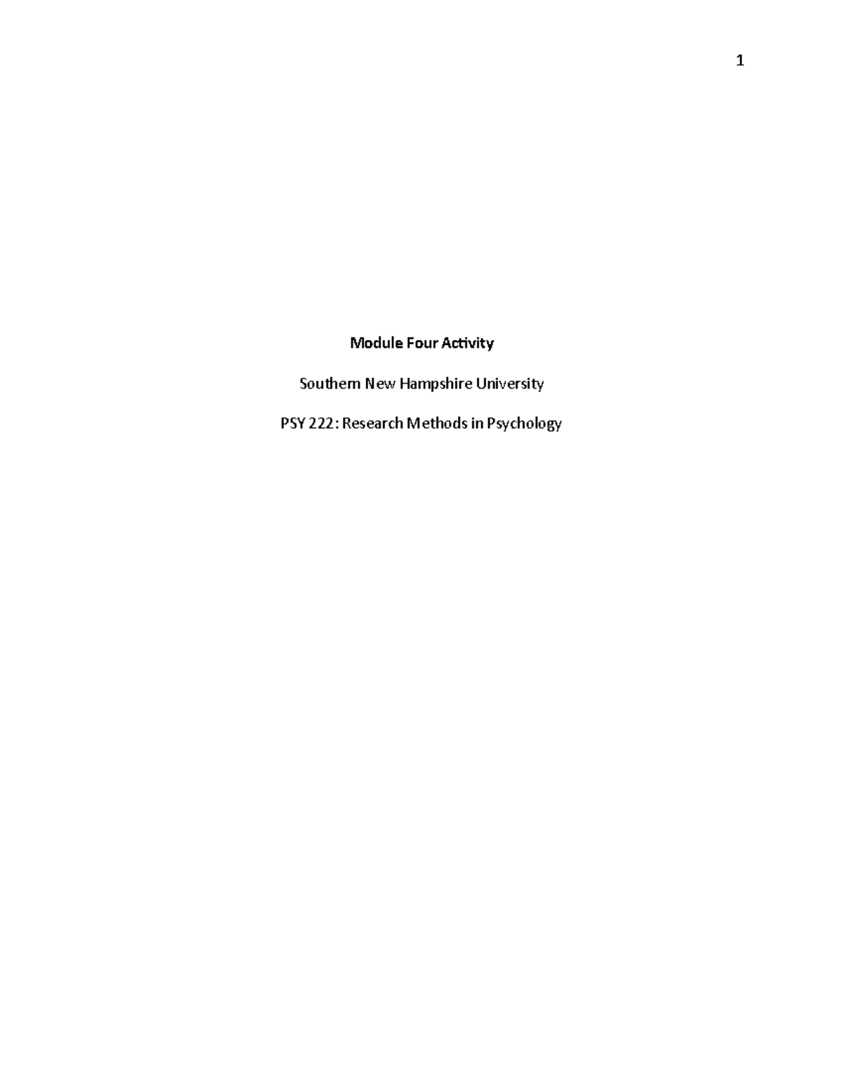 PSY222 Module Four Activity - Module Four Activity Southern New ...