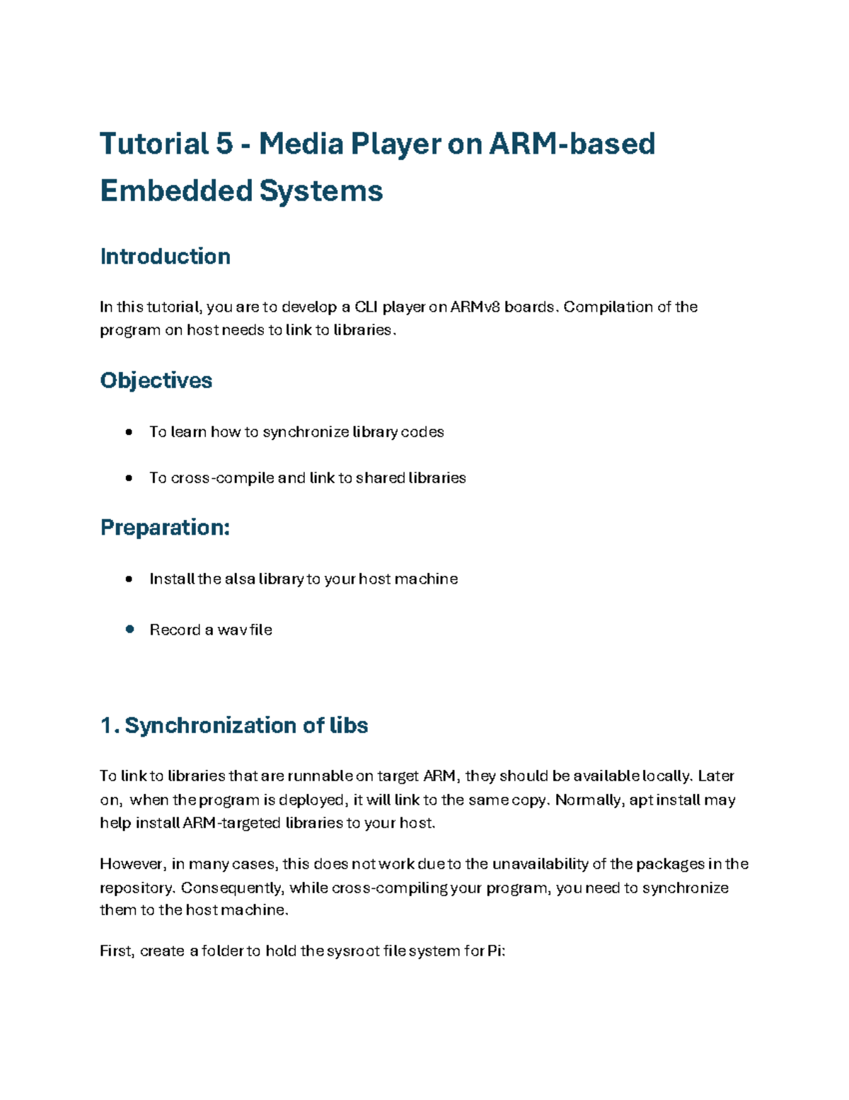 Tutorial 5: ARMv8 Audio Player Development for Embedded Systems - Studocu