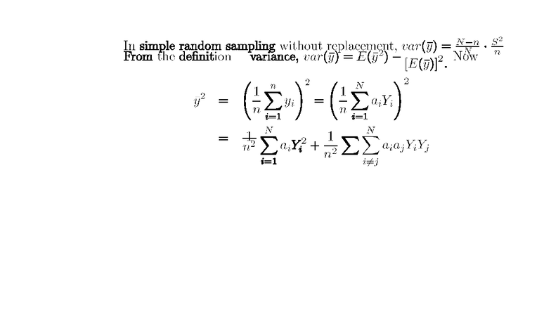 BAS 3.1 Notes: Variance in Simple Random Sampling and Stratified ...