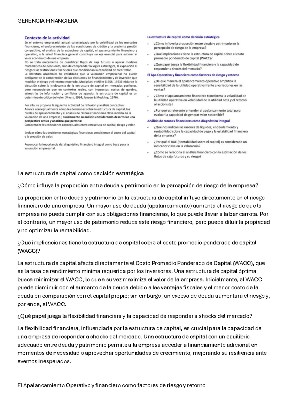 Gerencia Financiera - Estudio sobre Estructura de Capital y Riesgo ...