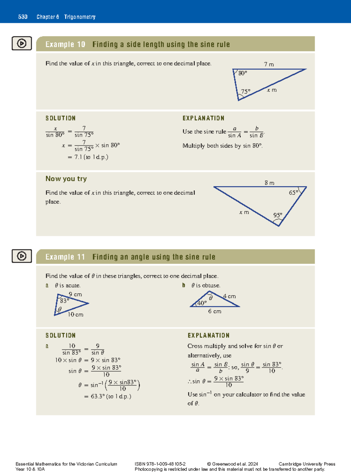 530 Trigonometry Chapter 6: Sine and Cosine Rule Examples - Studocu