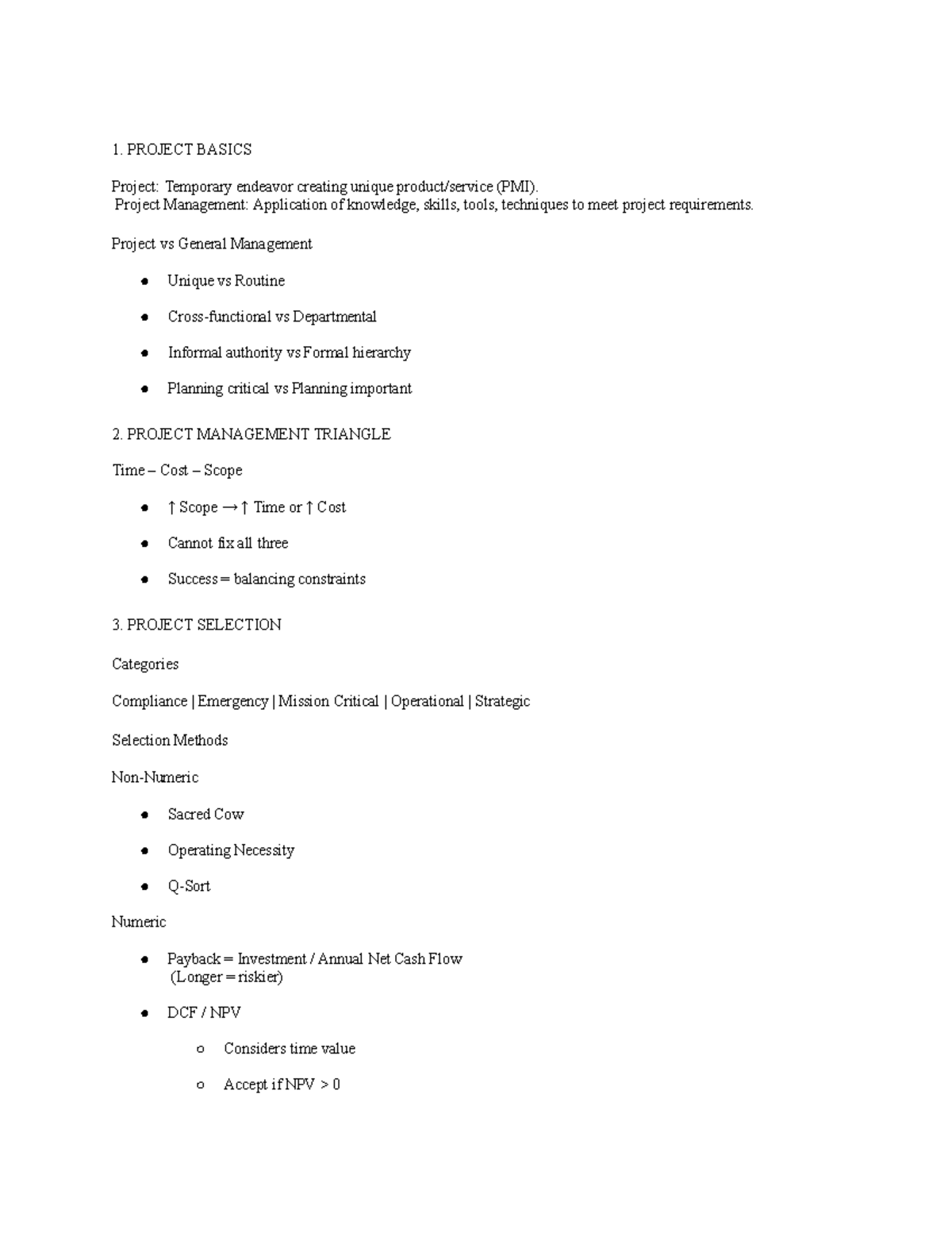 GMS450 Project Management Cheat Sheet: Key Concepts & Techniques - Studocu