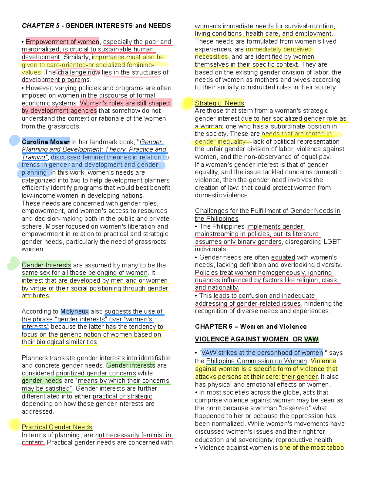 GS- Reviewer: Chapter 5 & 6 - Gender Interests, Needs, and Violence ...