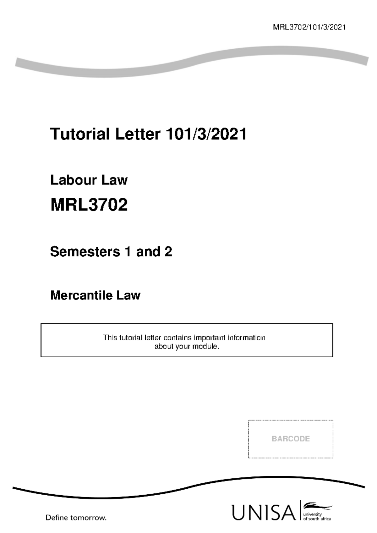Labour Law MRL3702 Study Guide: Key Concepts & Exam Prep 2021 - Studocu