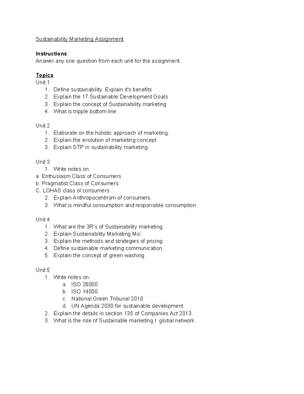 Sustainability Marketing Assignment DSE: Key Concepts & Topics Overview - Document Preview
