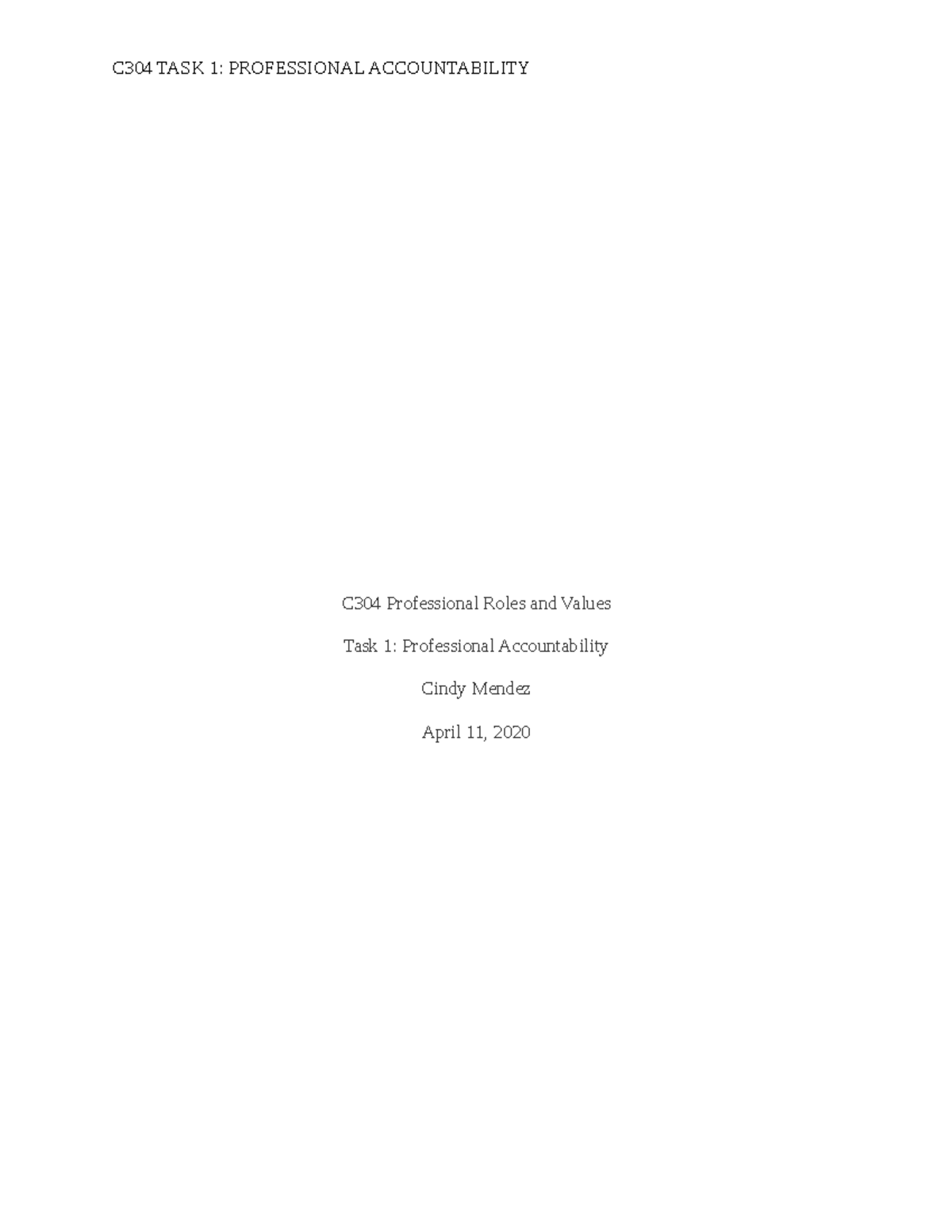 C304 task 1 Passed first try Completed - C304 Professional Roles and ...
