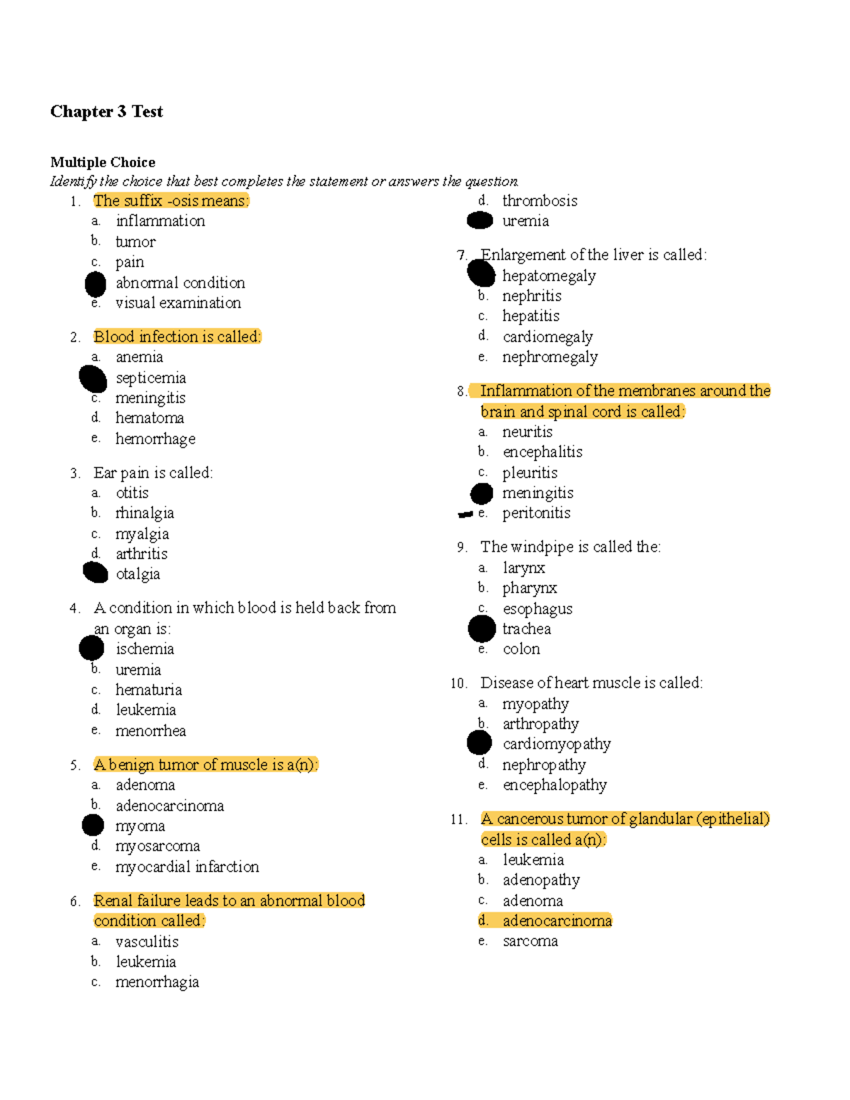Chapter 3 Practice Questions & Answers for Medical Terminology - Studocu