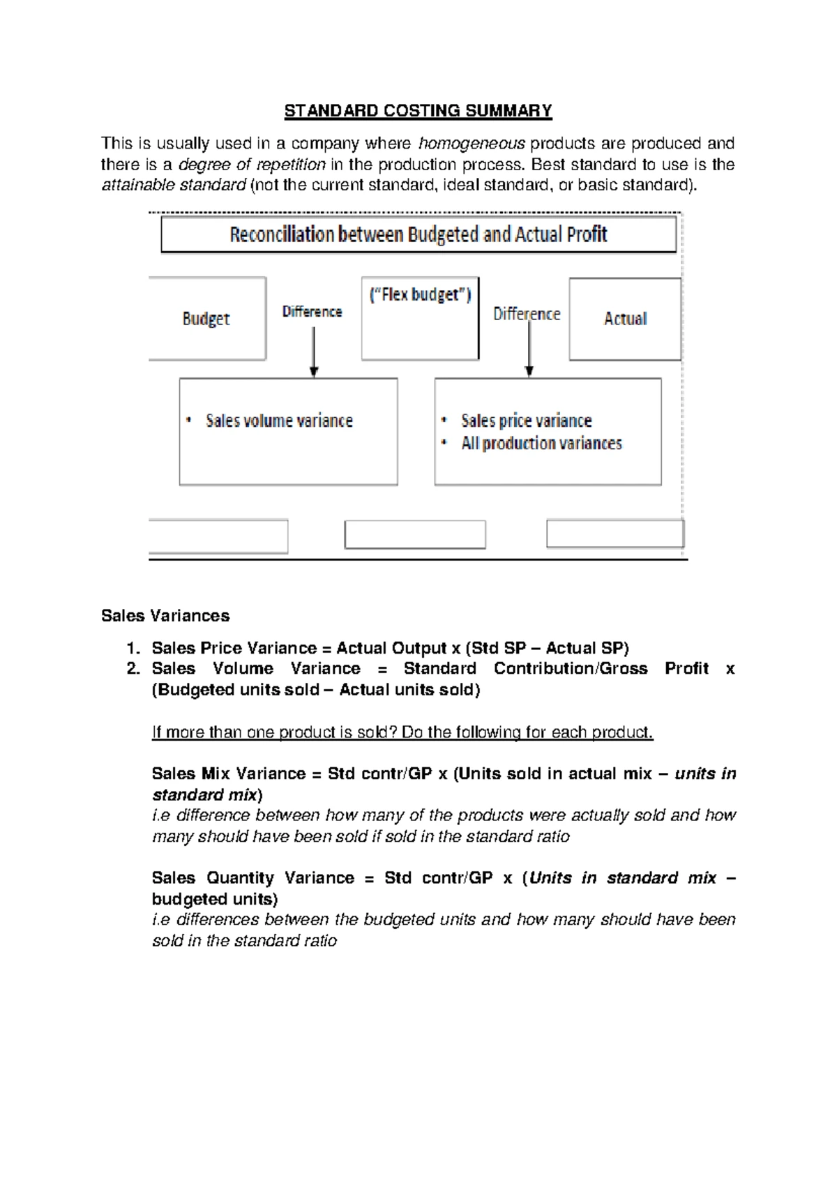 Standard Costing Formulas: Comprehensive Guide 2022 Updates - Studocu