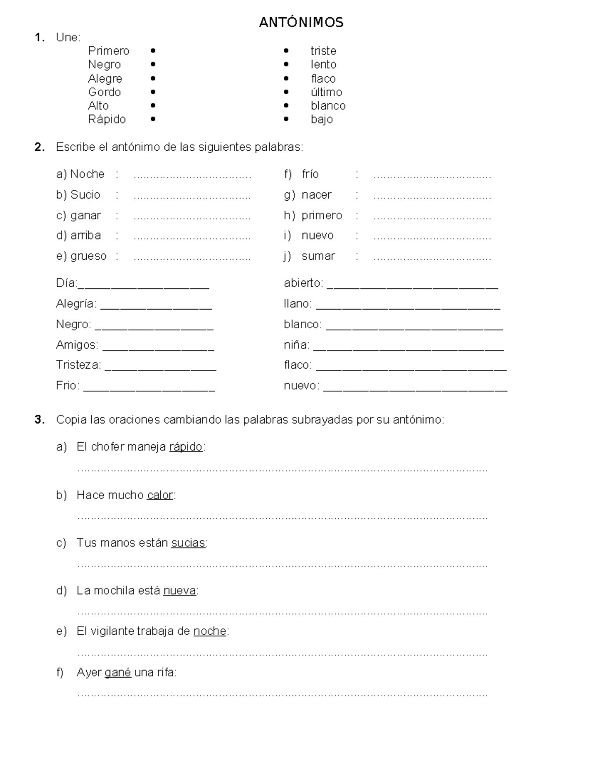 Práctica de Sinónimos y Antónimos: Ejercicios y Respuestas - Studocu