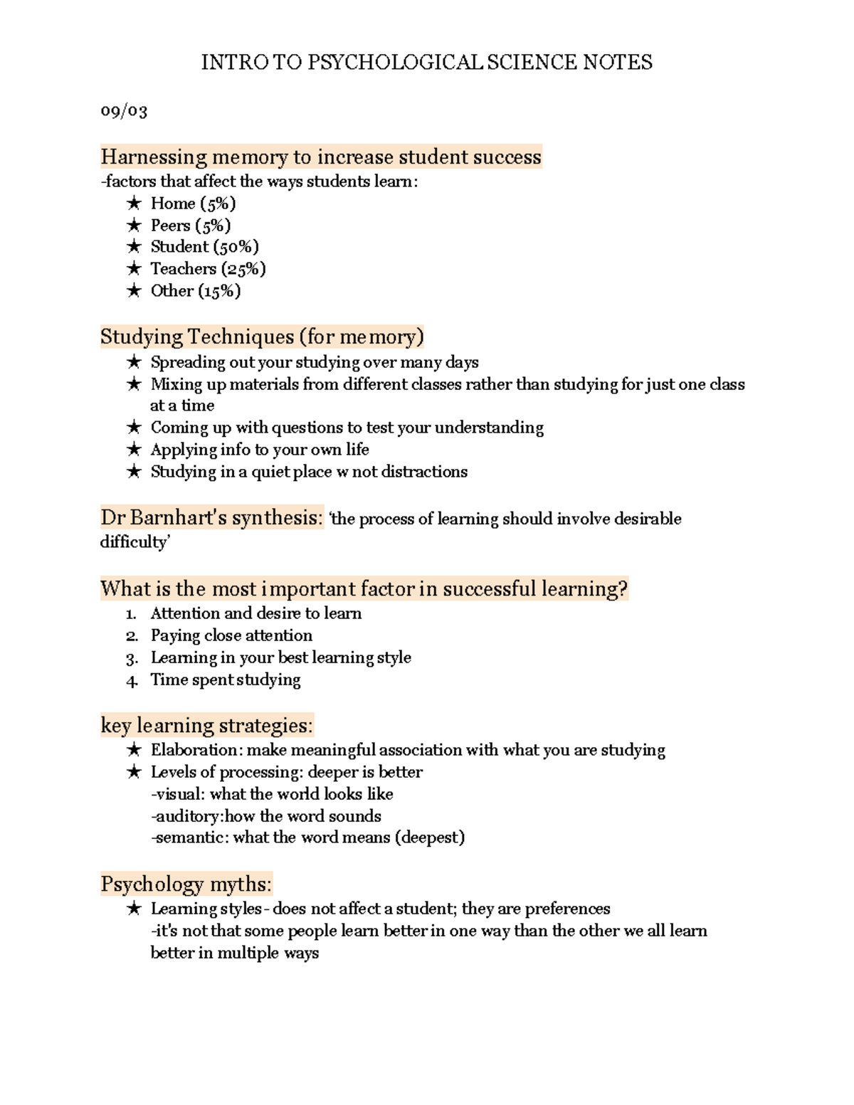 Intro to Psychological Science Study Notes (Intro Psyc 101) - Studocu