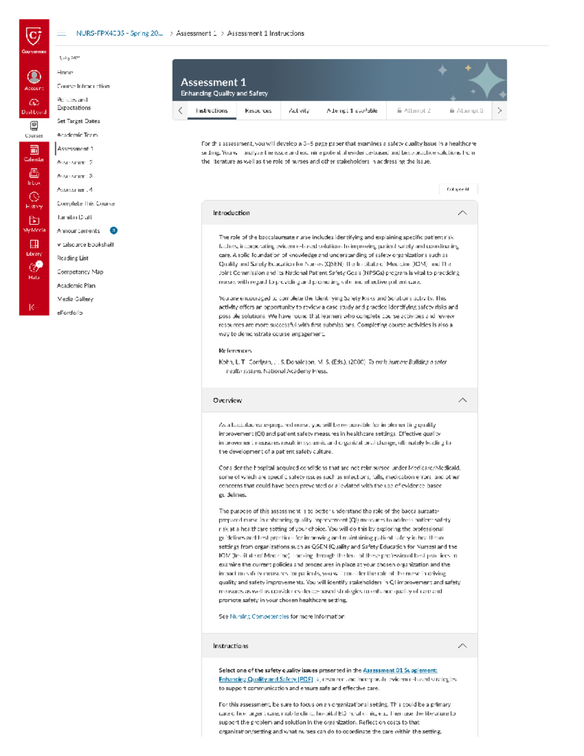 IAN 4035: Enhancing Quality & Safety in Healthcare - Assessment 1 - Studocu