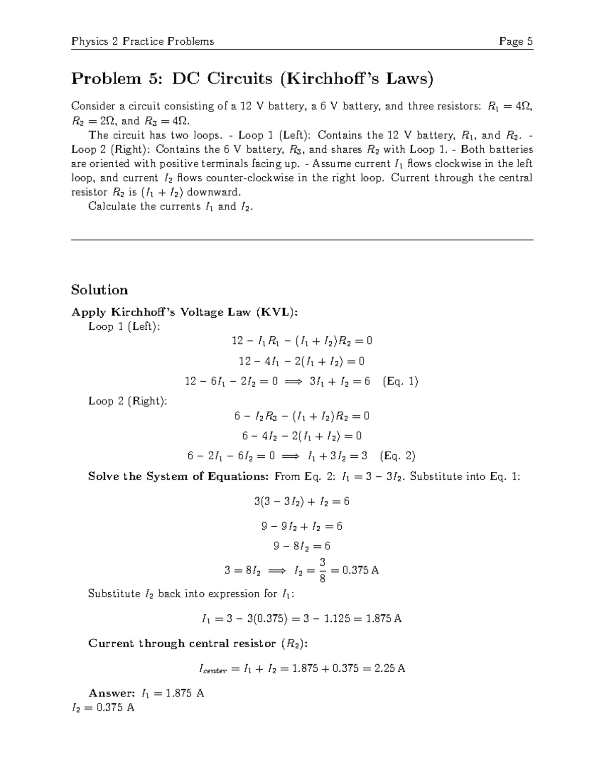 Physics 2 Practice Problems: DC Circuits & Kirchhoff Laws - Studocu