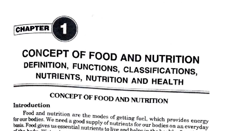 TLE02. Food Nutrition - Chapter 1 Overview and Key Concepts - Studocu