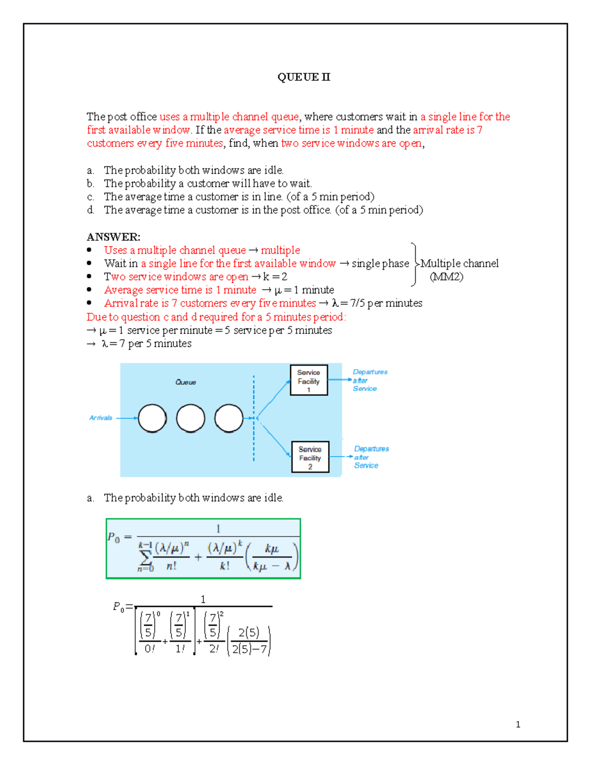 Queue II - Multiple Channel Waiting Line Analysis and Calculations ...
