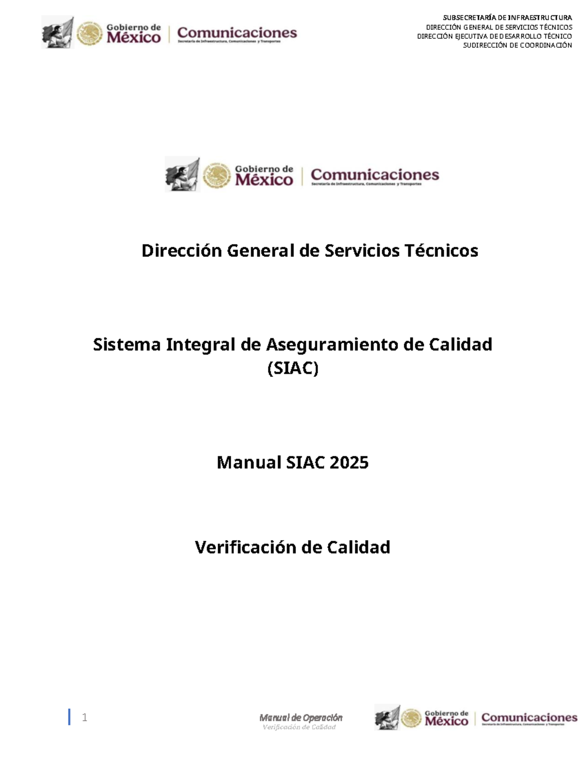 Manual de Operación SIAC 2025: Verificación de Calidad - Document Preview